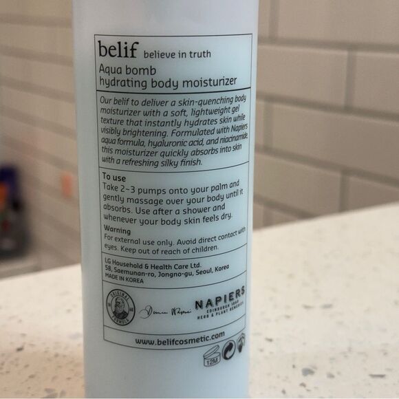 Belif Aqua Bomb Hydrating Body Moisturizer w skin brightening niacinamide - Picture 5 of 6